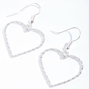 Textured Heart Cut Out Drop Earring