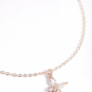Rose Asymmetrical Butterfly Necklace