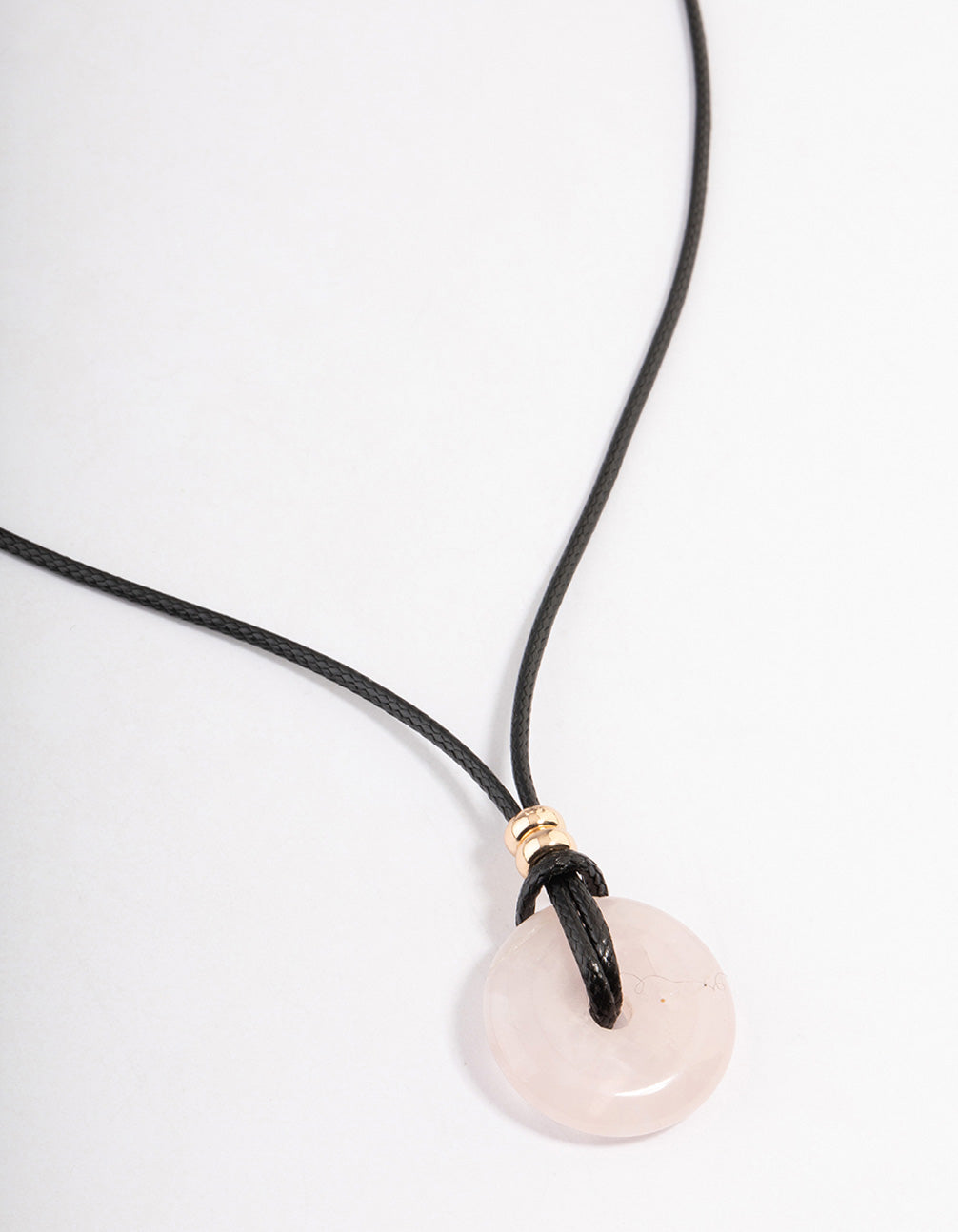 Rose Quartz Donut Cord Necklace