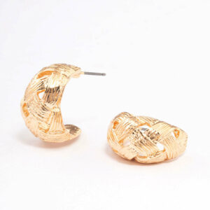 Woven Textured Teardrop Hoop Earrings