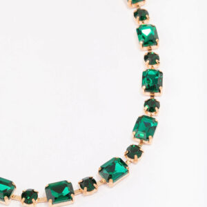 & Green Geometric Statement Necklace