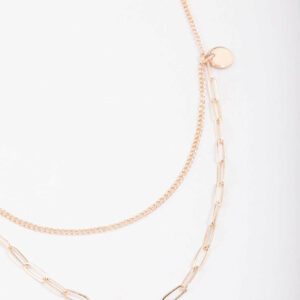 Rose Curb & Cable Layered Necklace