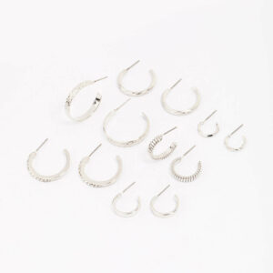 Rhodium Hoop Earring 6-Pack