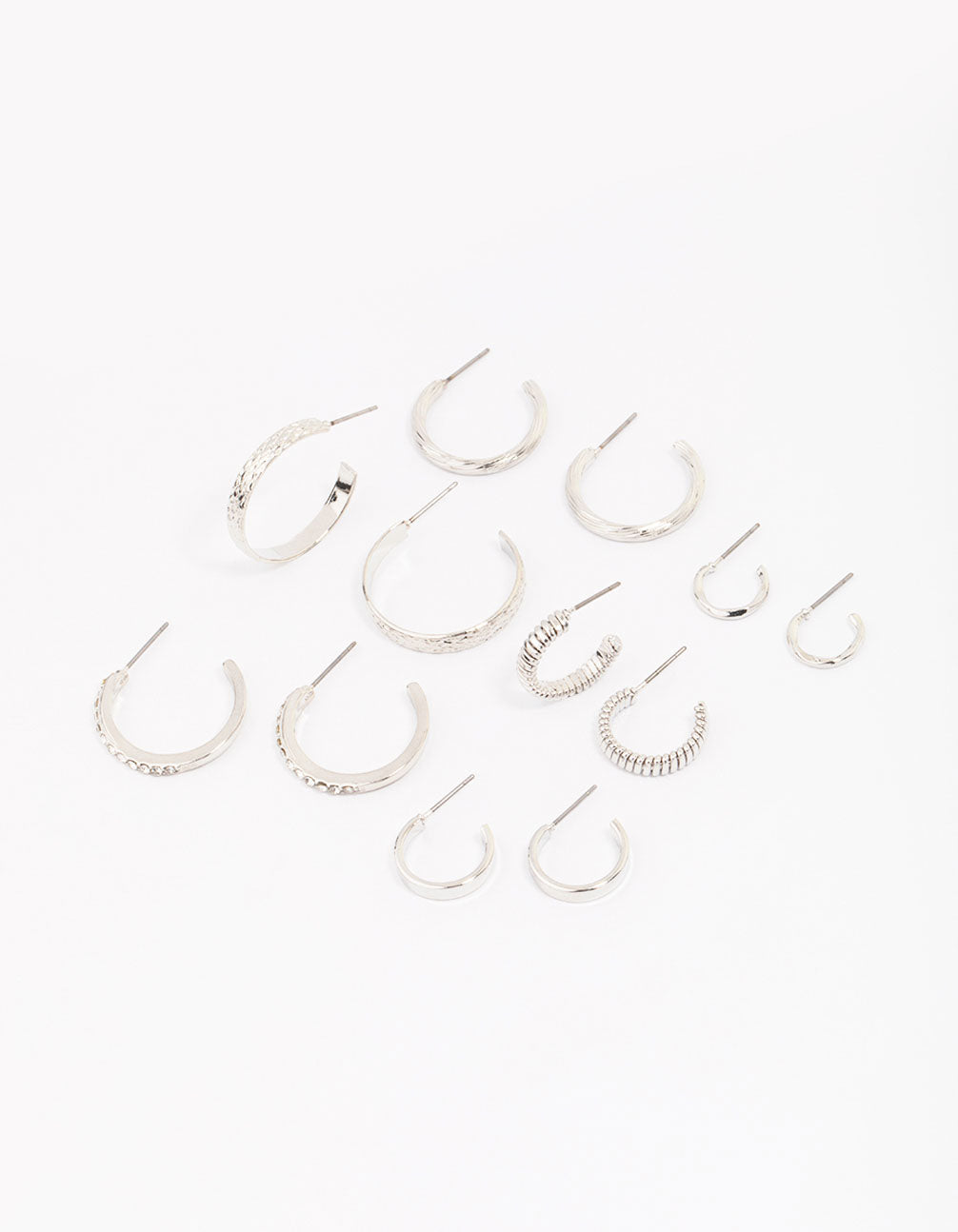 Rhodium Hoop Earring 6-Pack