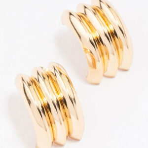 Ribbed Barrel Stud Earrings