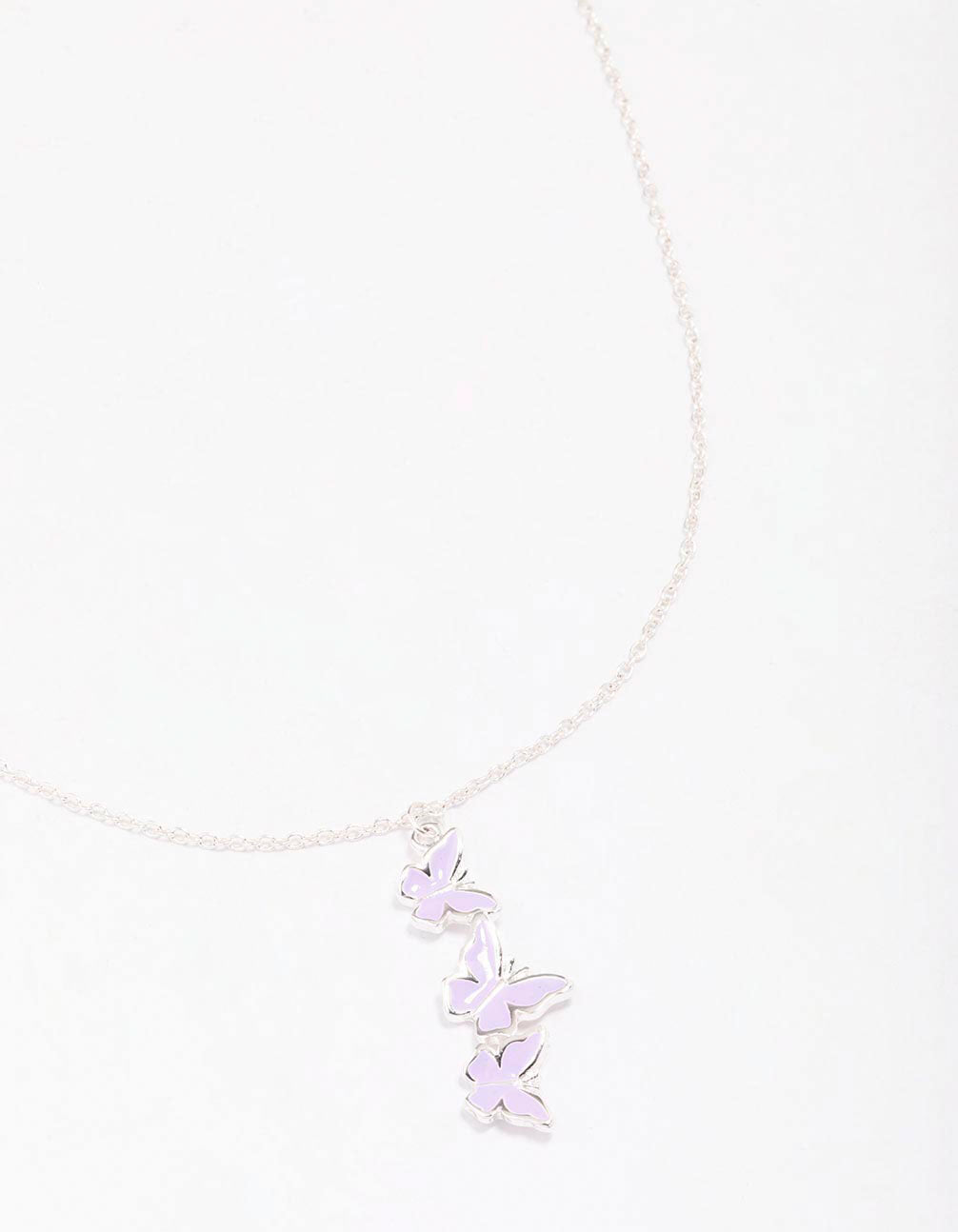 & Purple Butterfly Pendant Necklace