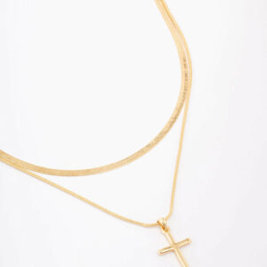 Plain Cross Snake Layered Necklace