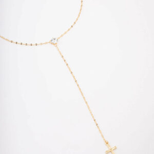 Cubic Zirconia Cross Lariat Necklace