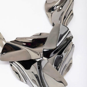 Gunmetal Abstract Disc Statement Necklace