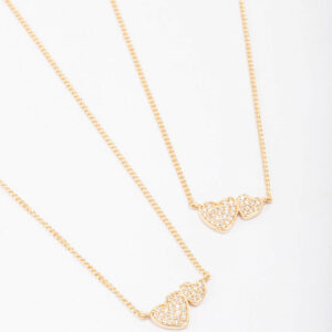 Cubic Zirconia Link Heart Necklace Pack