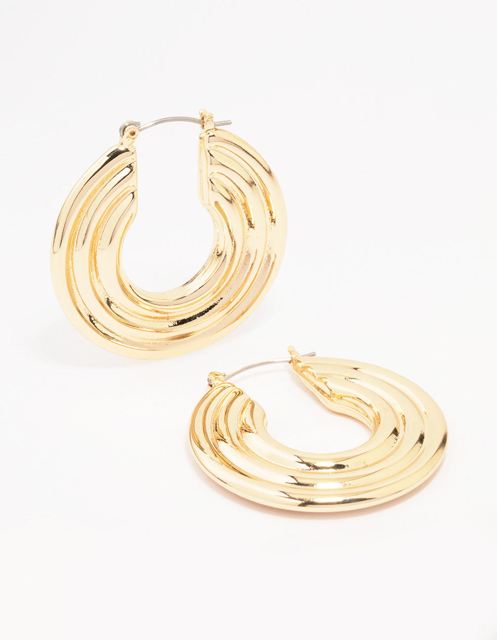 Wide Ribbed Hoop Earrings