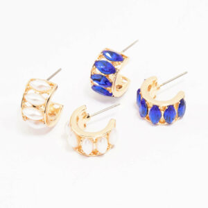 White & Blue Hoop Earring Pack
