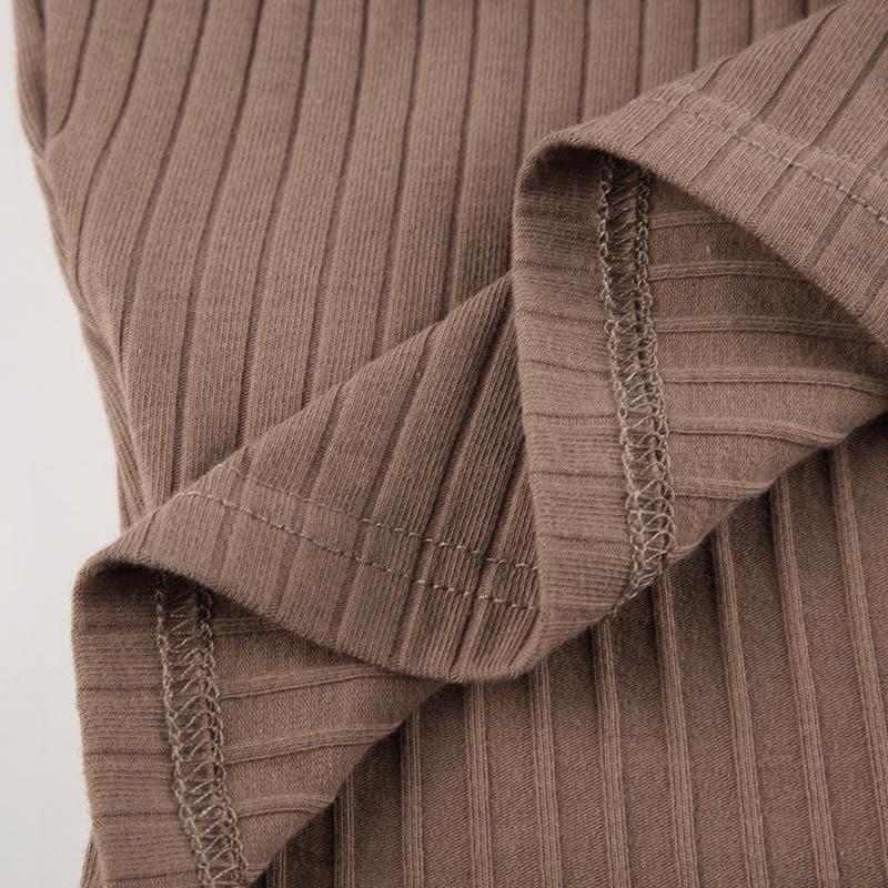 Ribbed bear pattern contrast long sleeve self tie square neck crop top - Final Sale - Image 8