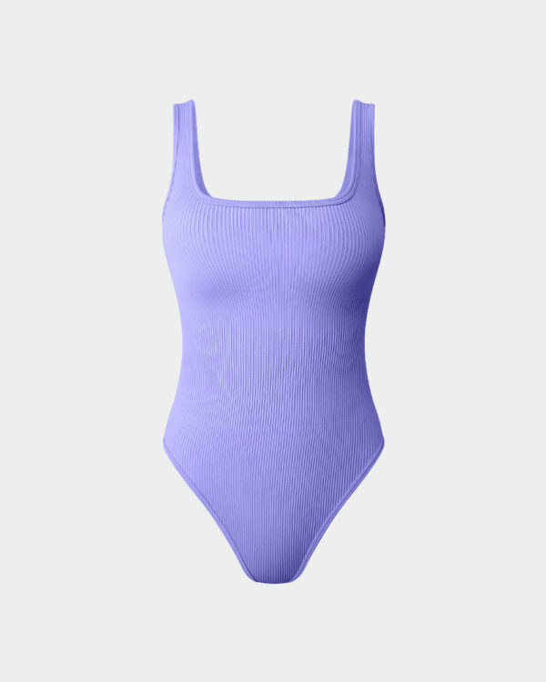 Ribbed Square Neck Sleeveless Tank Tops Bodysuits - Image 18