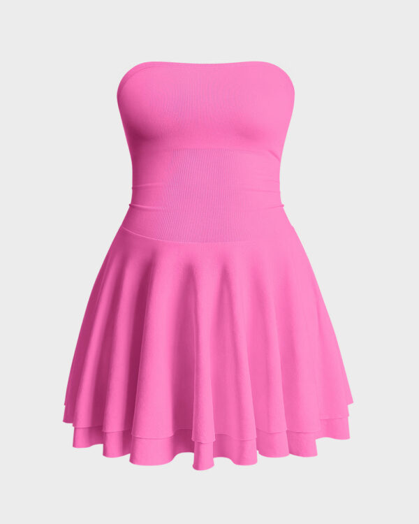 Ruched Waist Ruffle Corset A-line Dresses - Image 5