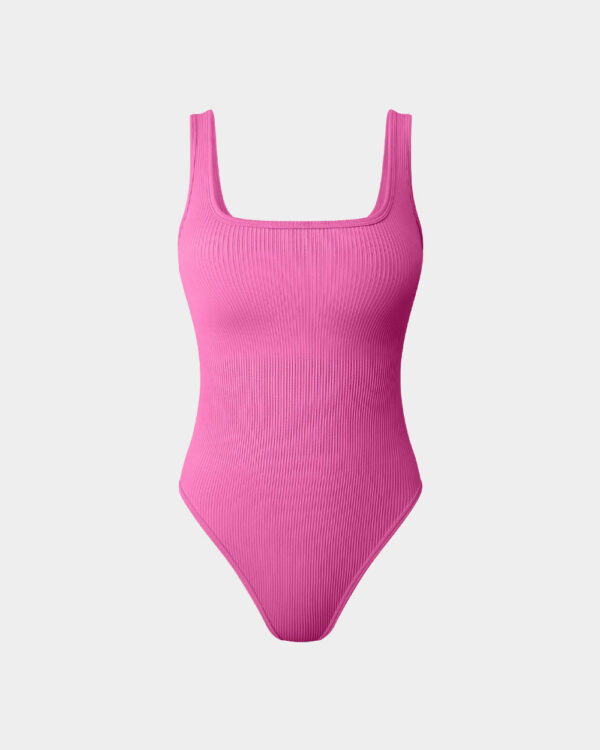 Ribbed Square Neck Sleeveless Tank Tops Bodysuits - Image 17