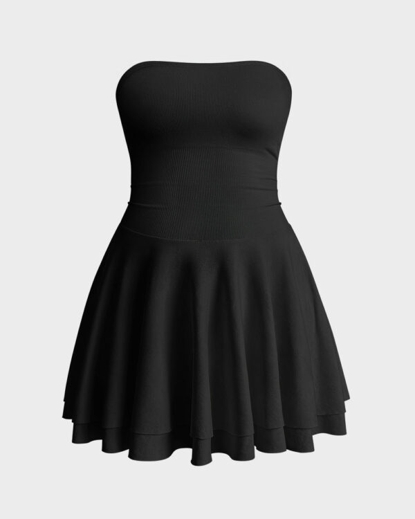 Ruched Waist Ruffle Corset A-line Dresses - Image 3
