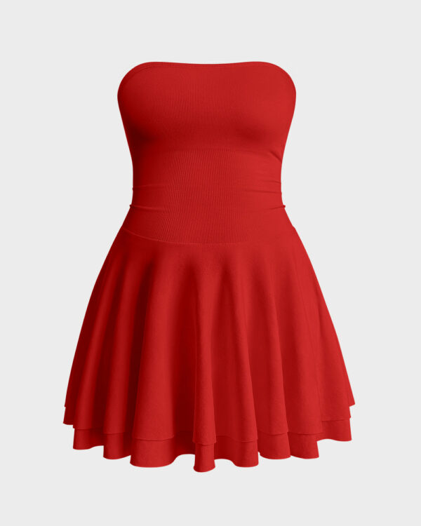 Ruched Waist Ruffle Corset A-line Dresses - Image 4
