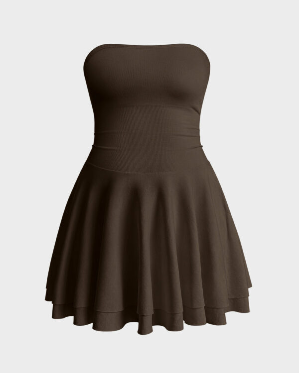 Ruched Waist Ruffle Corset A-line Dresses - Image 6