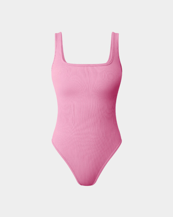 Ribbed Square Neck Sleeveless Tank Tops Bodysuits - Image 21