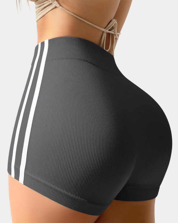 Tummy Control Side Stripes Yoga Seamless Active Shorts - Image 4