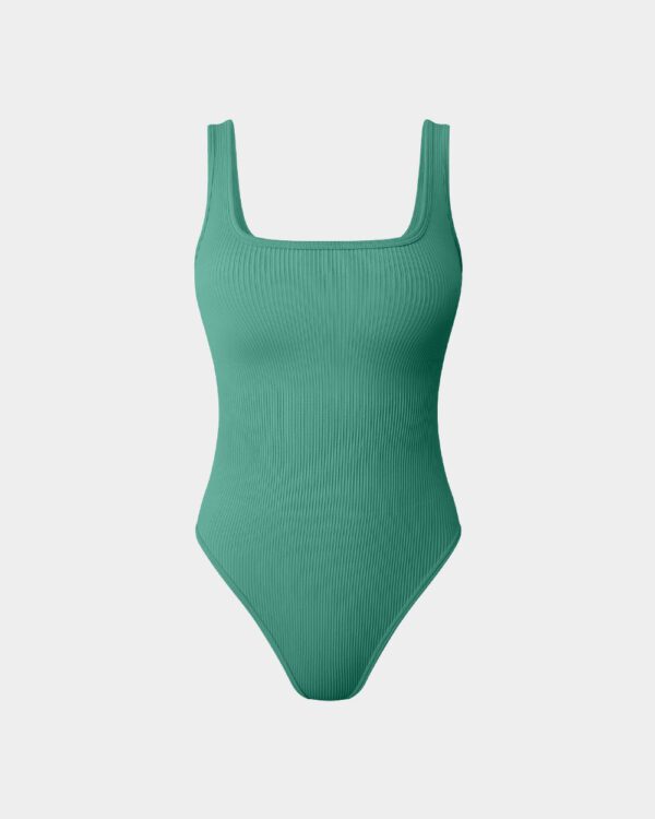 Ribbed Square Neck Sleeveless Tank Tops Bodysuits - Image 15