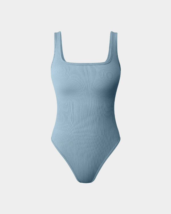Ribbed Square Neck Sleeveless Tank Tops Bodysuits - Image 22