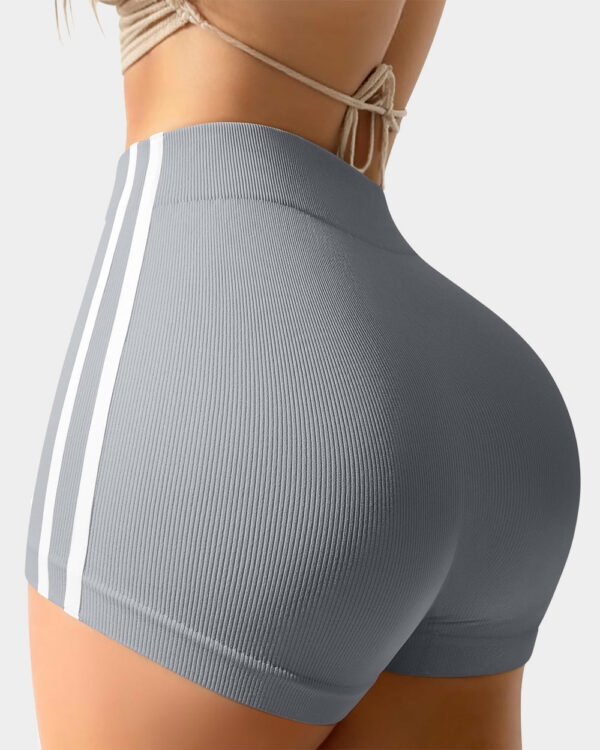Tummy Control Side Stripes Yoga Seamless Active Shorts - Image 5