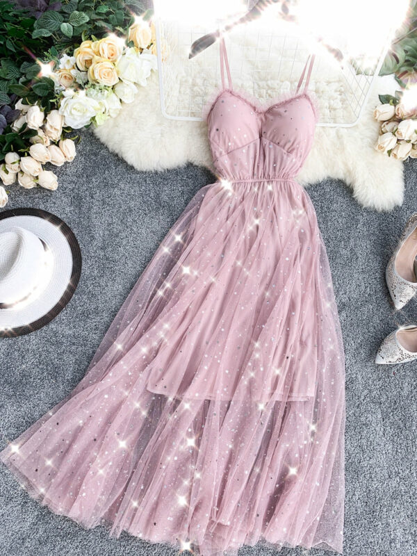 Cute A line Sleeveless Sequin Tulle Dress Beach Summer Holiday Dress P255 - Image 5