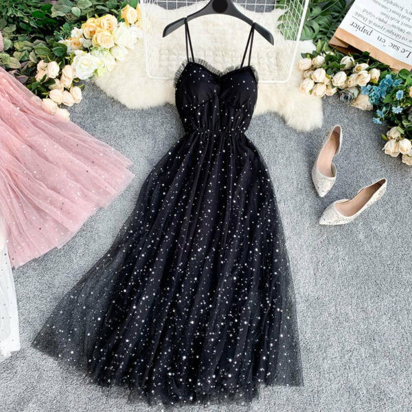 Cute A line Sleeveless Sequin Tulle Dress Beach Summer Holiday Dress P255 - Image 7