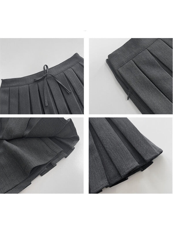 Tie-up pleated mini skirt - Image 9