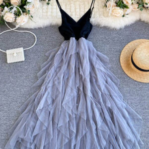 A Line V Neck Tulle Dress Fashion Dress P265