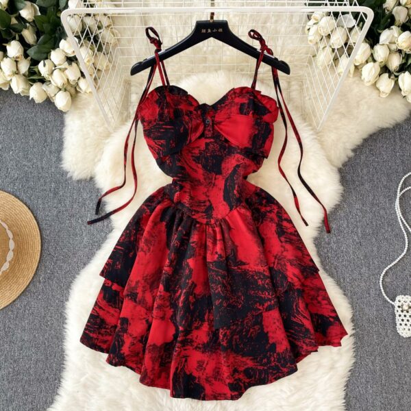 Red A-line Short Dress, Fashion Dress P264 - Image 2